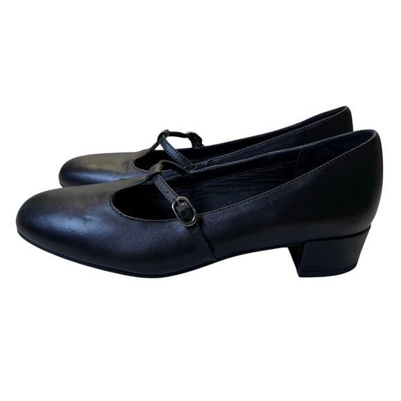 David Tate Black Mary Jane Low Heel Comfort Pumps Size 7.5 Wide - Picture 1 of 8